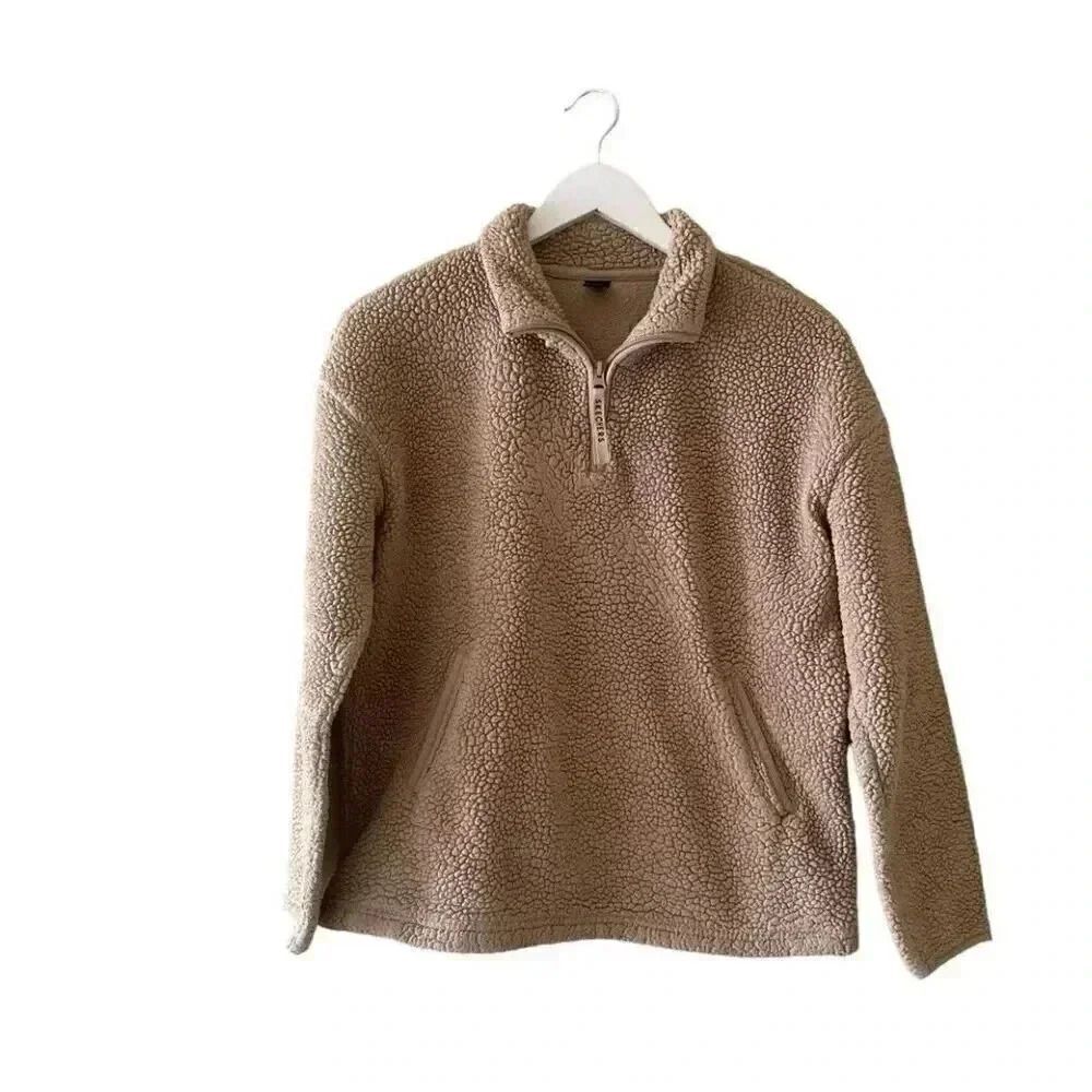 Skechers Boxy Sherpa Fleece Pullover Sweater Sweatshirt Long Sleeves SZ S # 1762